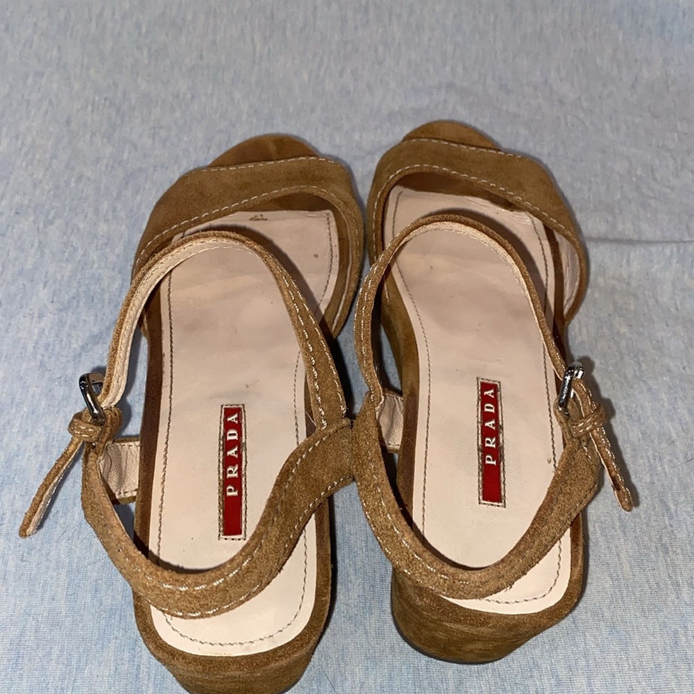 Prada brown suede platform sandals w adjustable ankle strap VGUC EU 37 - Picture 2 of 16